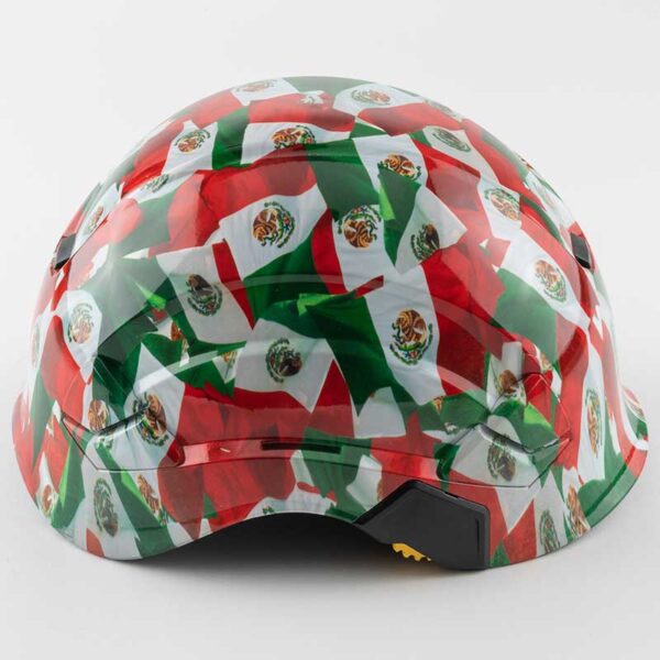 Flag of Mexico graphic printed on Petzl Helmets | Custom Gear for the Wind Power industry